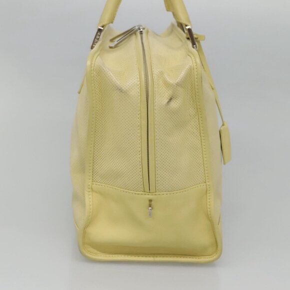 LOEWE Anagram Hand Bag Leather Light Yellow Silver Auth - Picture 5 of 16